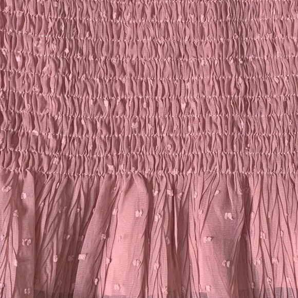 💫HP‼️💫 NWT LULUS Chic Treatment Smocked Mini Skirt, Mauve w/Swiss Dots, Small - Picture 4 of 5